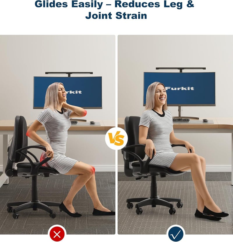 FURKIT 46"x 60" Clear Office Chair Mat for Carpet, Anti-Scratch Durable Plastic Desk Chair Mat for Rolling Chairs, Waterproof Non-Slip Carpet Protector Mat for Work, Game, Home Office - Image 5